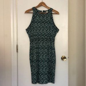 Palm leaf patterned midi dress